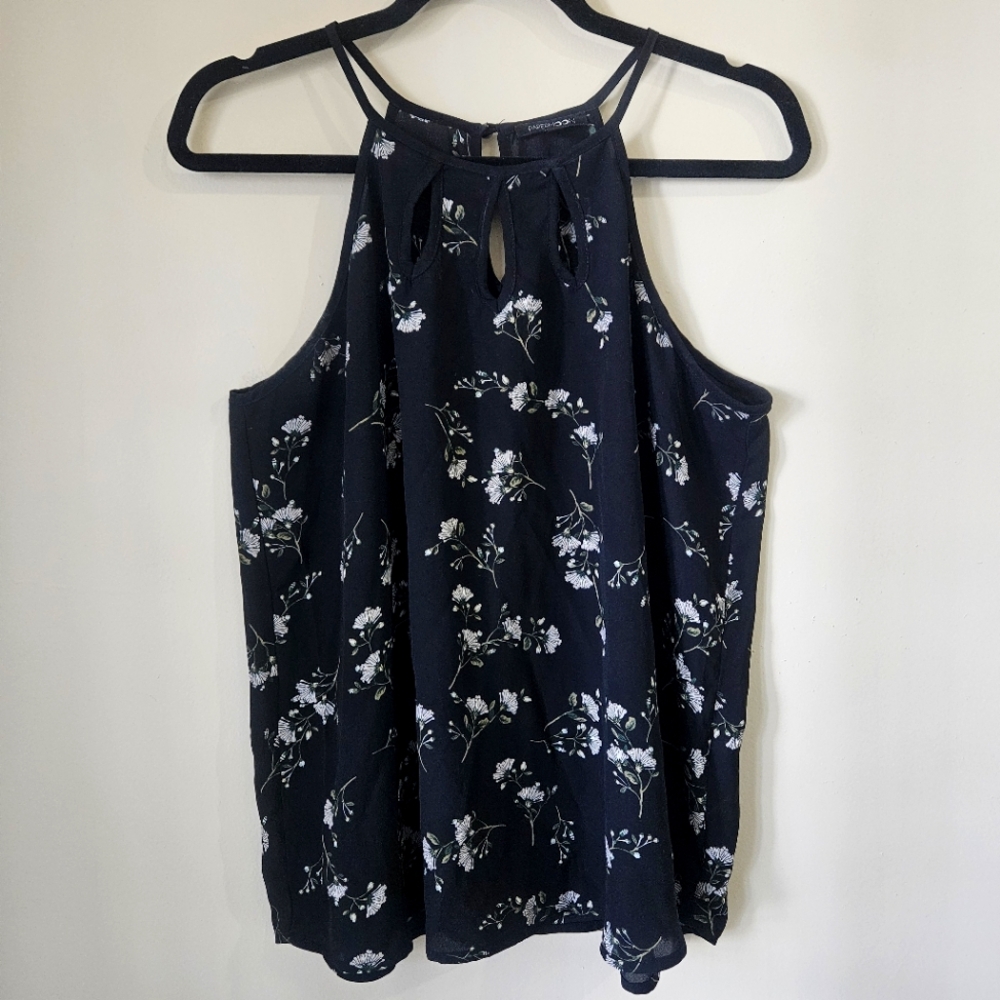 Papermoon black floral strap sleeve blouse